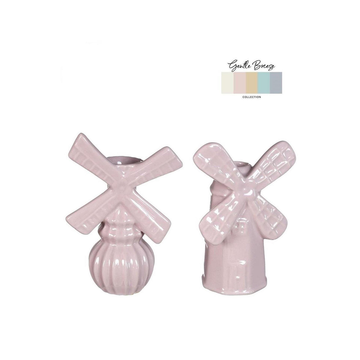 Ideen 4 Jahreszeiten Vase Windmühle H15,5cm 2-fach zartrosa