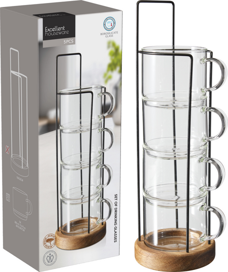 Theeglas borosilicaatglas 280ml 5 stuks in standaard