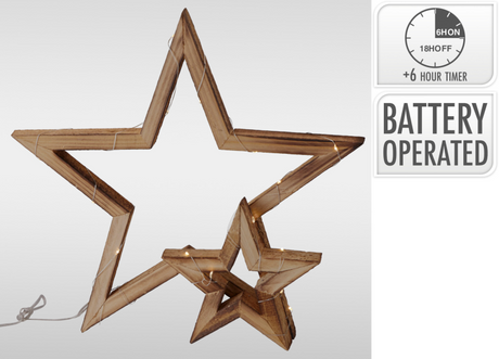 Ster 33cm met 20 led - naturel