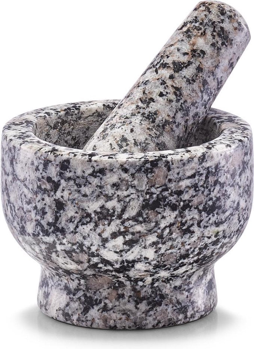 Markenloser Sans-Marque-Mörser mit Stößel, Granitgrau, D9 x H6,5 cm – Gewürzmühle – Gewürzmühle