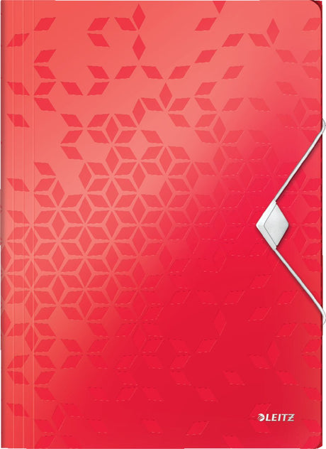 Leitz Wow Kunststoff-Elasto-Ordner für A4-Dokumente – 3-Klappen-Ordner für 150 Blatt – rot