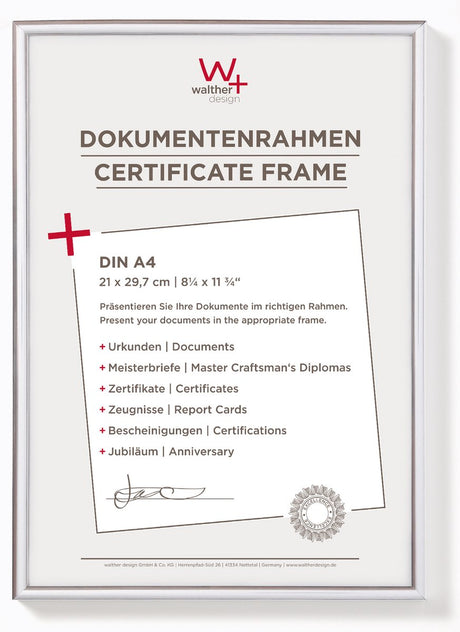Walther New Lifestyle - Kunststoffrahmen - Fotogröße 21x29,7 cm (Din A4) - Silber