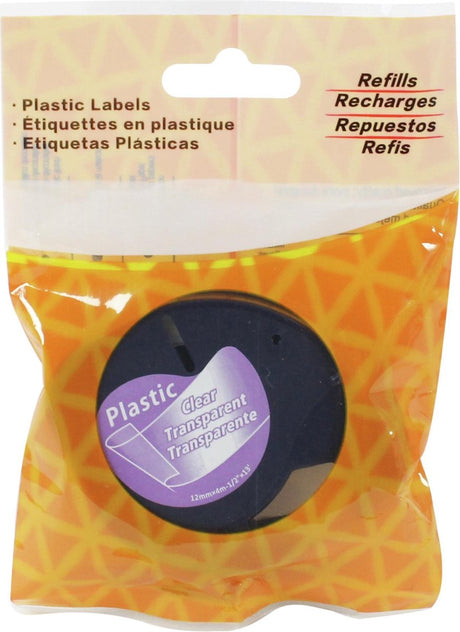 Merkloos sans marque dymo letratag - plastic labels - transparant on black - 12mm x 4m
