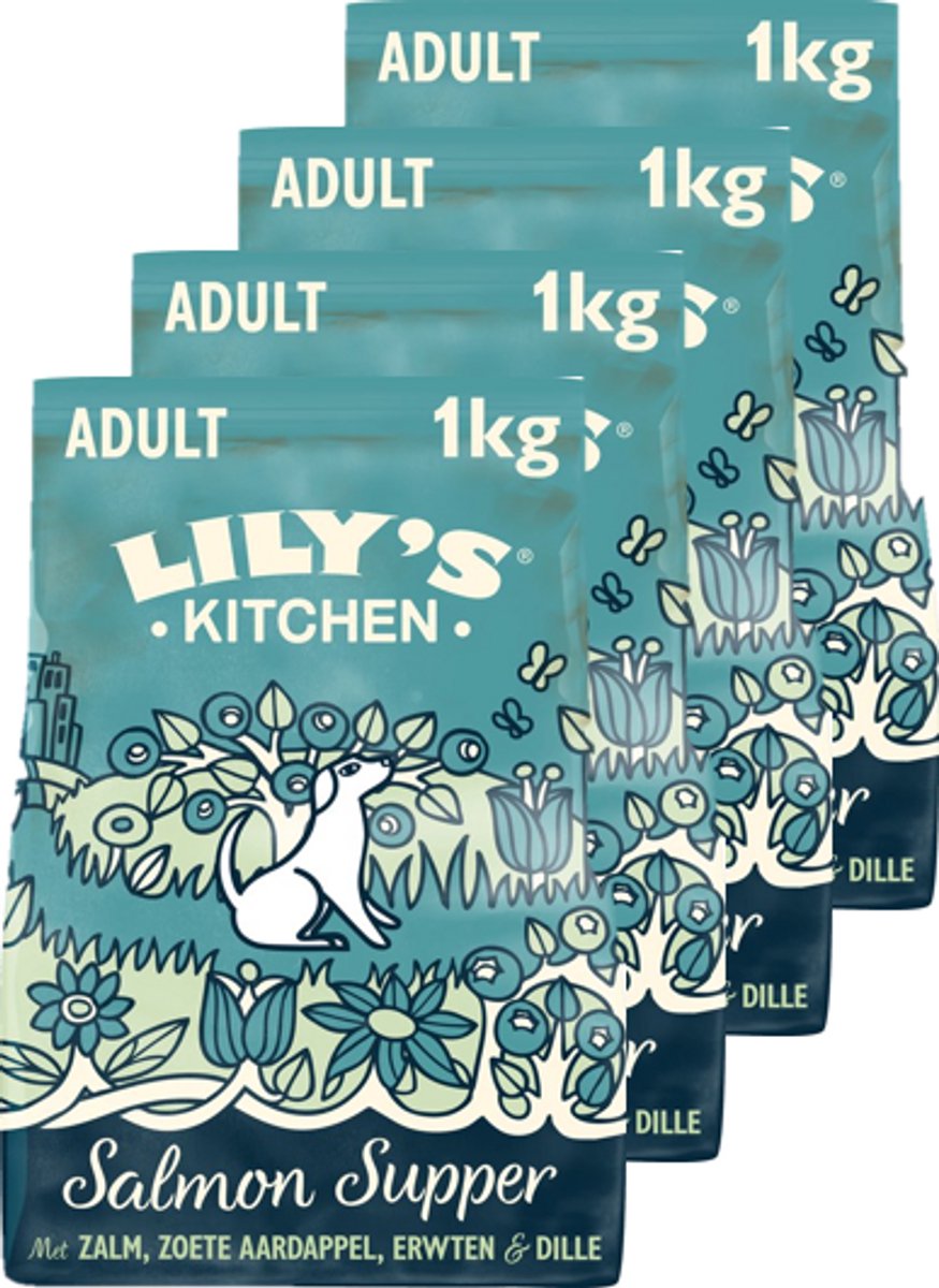 Lily's Kitchen - Hundefutter - Trockenfutter - Lachs Supper Hundefutter mit Lachs - 4 x 1 kg