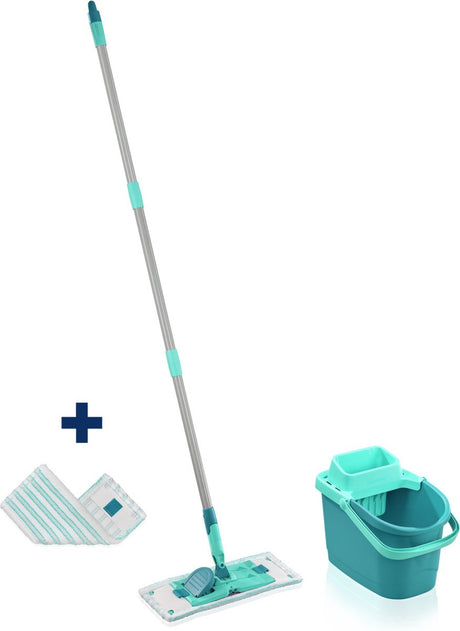 Leifheit 55515 PowerClean Bodenwischer M 33 cm Komplettsystem mit Stiel 140 cm Micro Duo mit gratis extra Micro Duo Tuch