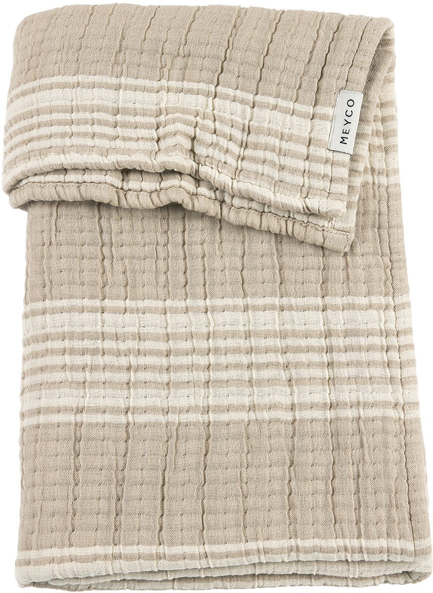 Meyco Baby-Streifen-Jacquard-Kinderbettdecke – vorgewaschen, hydrophil – Sand – 100 x 150 cm – 1,5 Tog