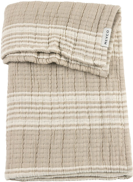 Meyco Baby-Streifen-Jacquard-Kinderbettdecke – vorgewaschen, hydrophil – Sand – 100 x 150 cm – 1,5 Tog