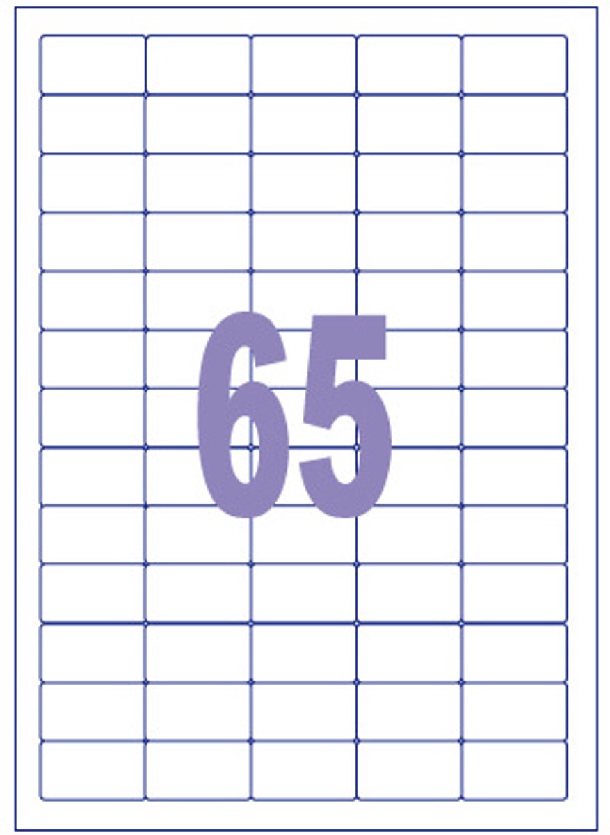 Kangaro etiket - inkjet laser kopieer - 38,1x21,2mm - 100 vel - 65 stickers per vel - k-3821