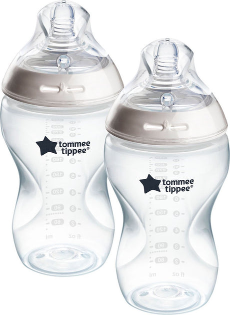 Tommee Tippee Natural Start Babyflaschen – Set mit 2 x 340 ml Babyflaschen – mittlere Fließgeschwindigkeit 3 m+