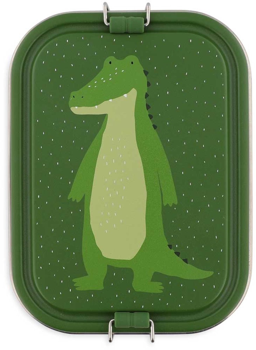 Trixie | brooddoos groot - mr. alligator - rsv lunchbox voor kinderen - makkelijk te openen broodtrommel - 2 vakken - groen