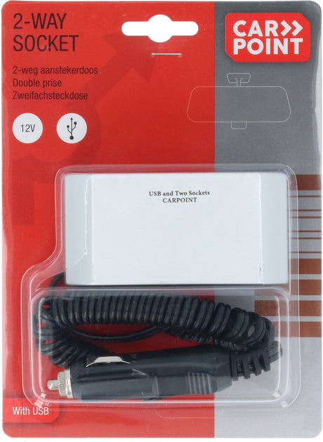 Carpoint 2-weg stekkerdoos 2x12v 1xusb 2.4a