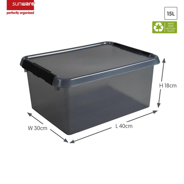 Sunware Comfort Line Aufbewahrungsbox 15l mit Deckel transparent grau