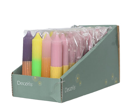 Decoris Tafelkerzen-Paraffin-Set, 4 Stück, ø2,15 cm x H.11 cm, Duo-Farbe