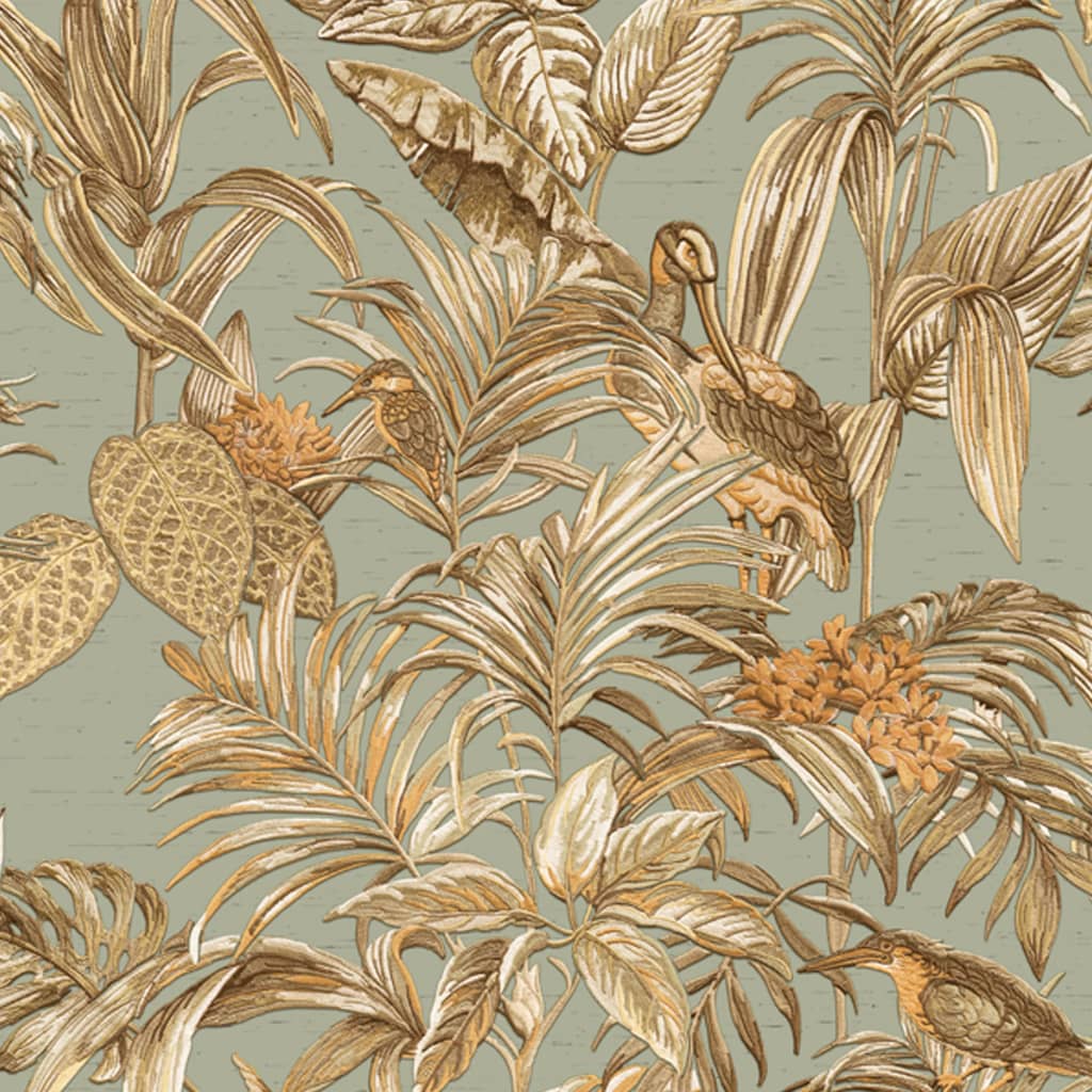 Dutch Wallcoverings Dutch Wallcoverings Wallpaper Bird-of-Paradise Groenblauw