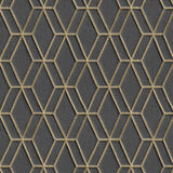 Dutch Wallcoverings Tapete sechseckig Schwarz und Gold