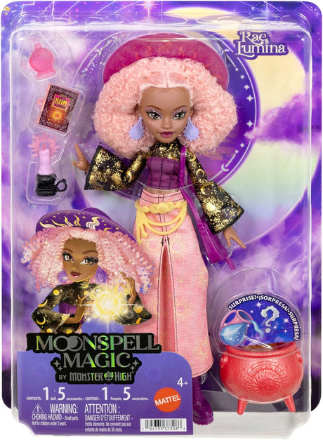Mattel Moonspell Magic aus Monster High – Rae Lumina Modepuppe – Sonnenhexe mit Zubehör