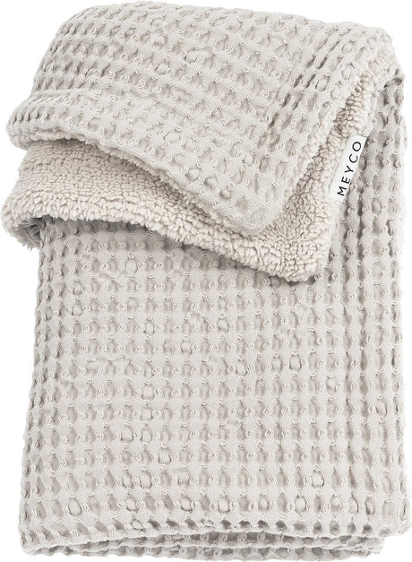 Meyco Baby-Waffle-Teddy-Kinderbettdecke – Greige – 100 x 150 cm – 2,0 Tog