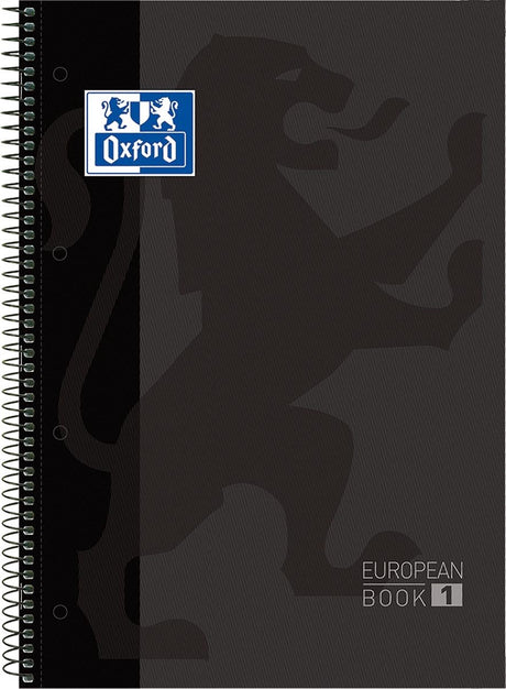 Oxford School Europeanbook – Notizbuch – farbiger Rand – A4+ – Linie – 80 Blatt – 4 Löcher – Hardcover – Schwarz