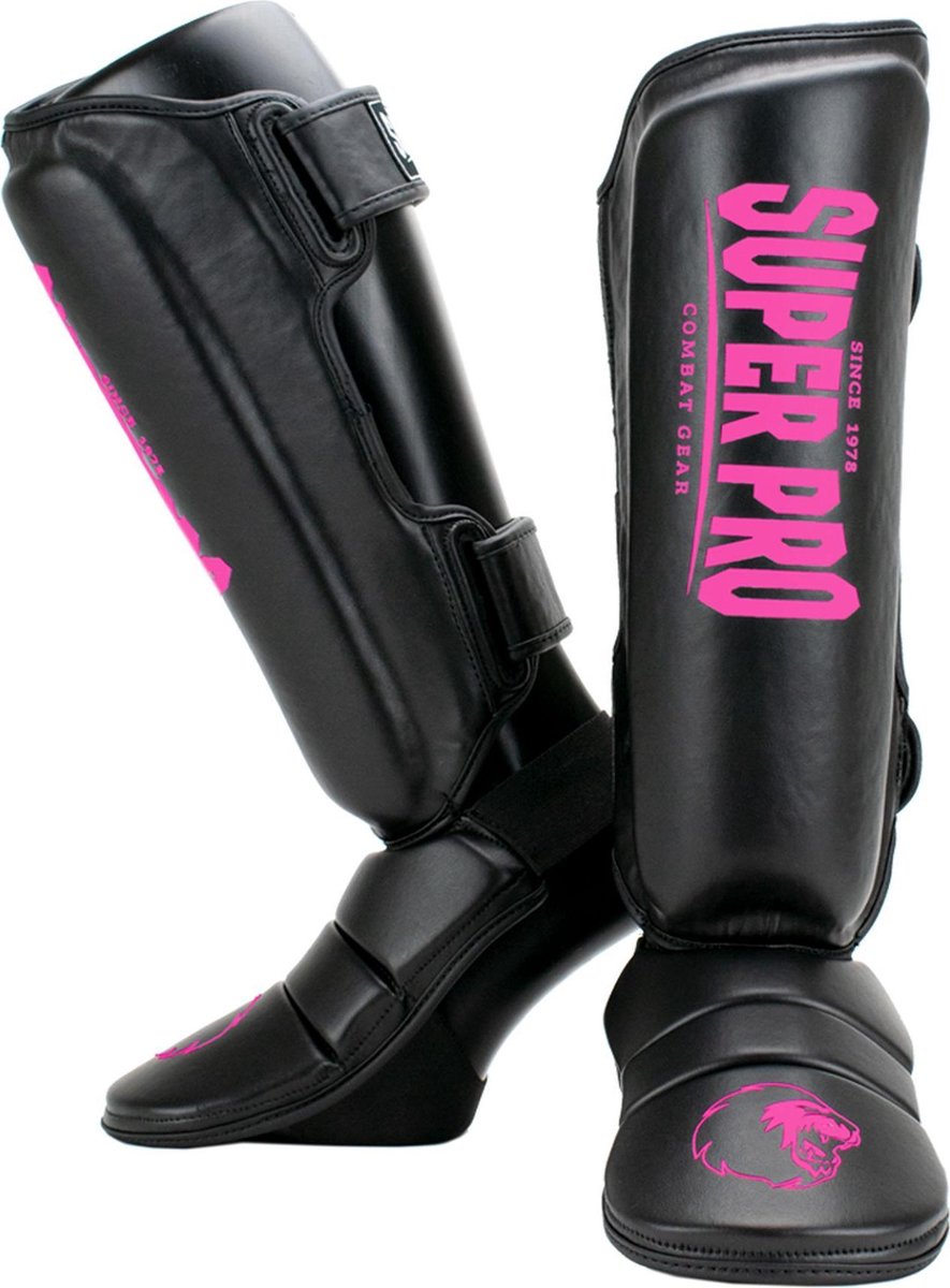 Super pro combat gear scheenbeschermer protector zwart roze extra small
