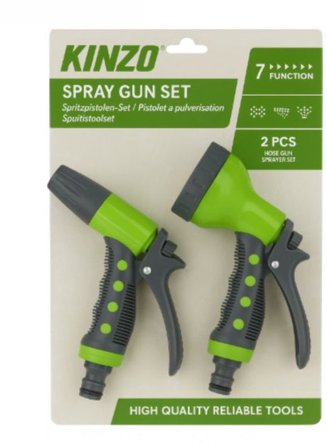 Kinzo sproeikop tuinslang set – 2-delig spuitpistool met verstelbare straalstanden – sproeikop voor tuinslang met grip – sproeipistool voor tuin, auto of terras