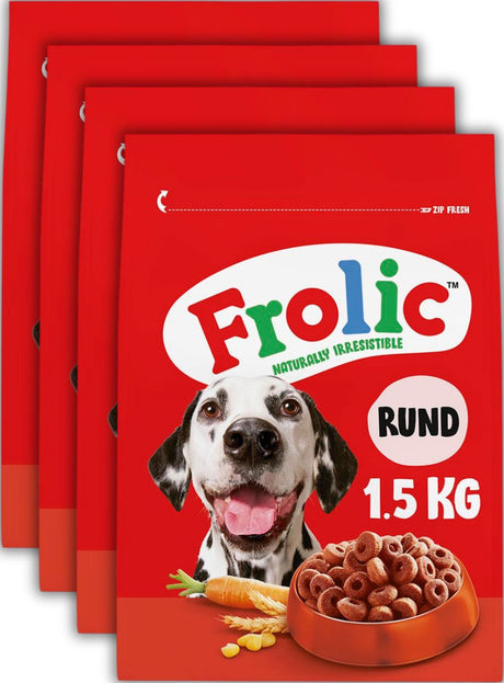 Frolic Hundefutter – komplettes Trockenfutter – Rind – 4 x 1,5 kg