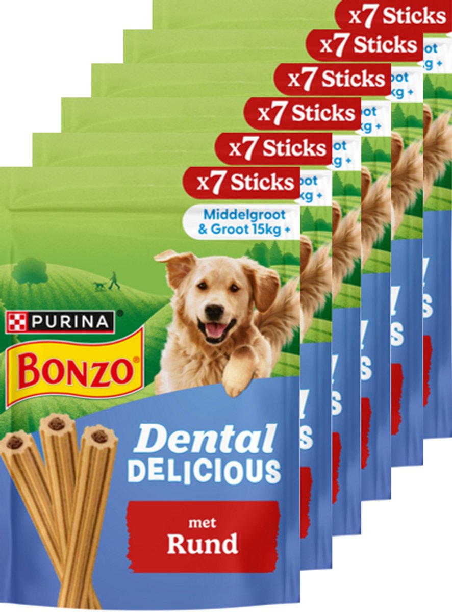 Bonzo® Dental Delicious Bonzo Dental Delicious - Hundesnacks Rind - 6 x 200 g
