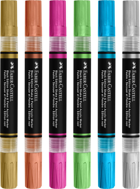Faber-Castell Acrylmarker – Black Edition – Shake Paint – 6 Metallic-Farben – FC-285517