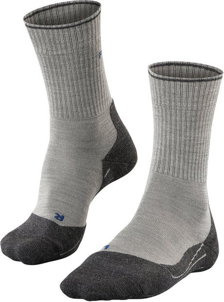 Falke TK2 Explore Wool Silk Medium Wattierung Wolle Funktionsmaterial Wandersocken Herren Grau – Größe 42-43