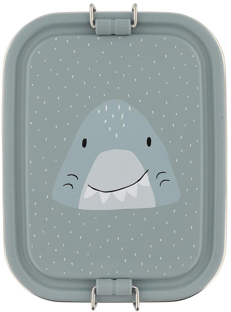 Trixie brooddoos klein - mr. shark- rsv lunchbox voor kinderen - makkelijk te openen broodtrommel – grijs – haai