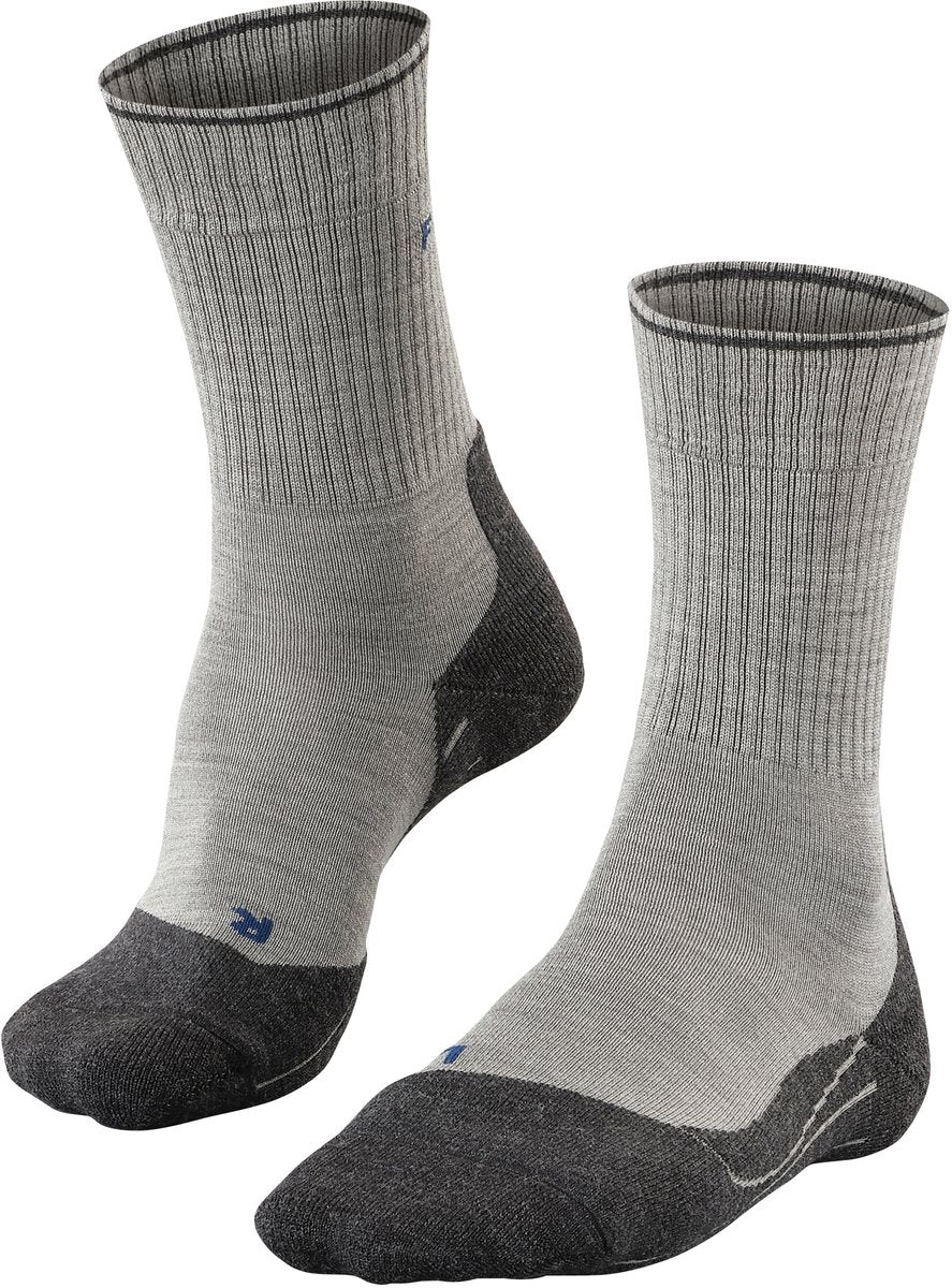 Falke TK2 Explore Wool Silk Medium Wattierung Wolle Funktionsmaterial Wandersocken Damen Grau – Größe 37-38