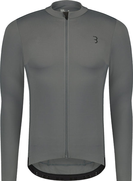 Bbb cycling essence ls - fietsshirt heren lange mouwen - 10-15 °c - ademend mtb en wielrenshirt met 3 achterzakken - donker grijs