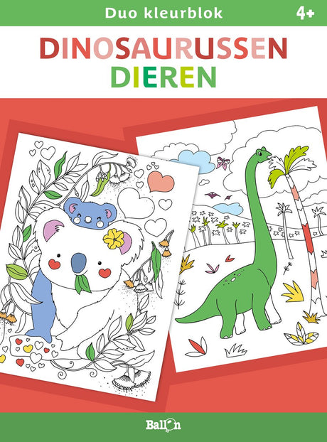 Ballonduo Farbblock, Dinosaurier und Tiere. 4+