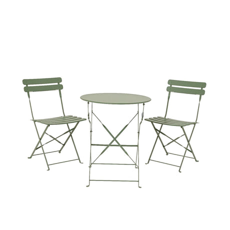 Decoris Bistro-Set Helsingborg Stahl für den Außenbereich grün ø60xh71cm
