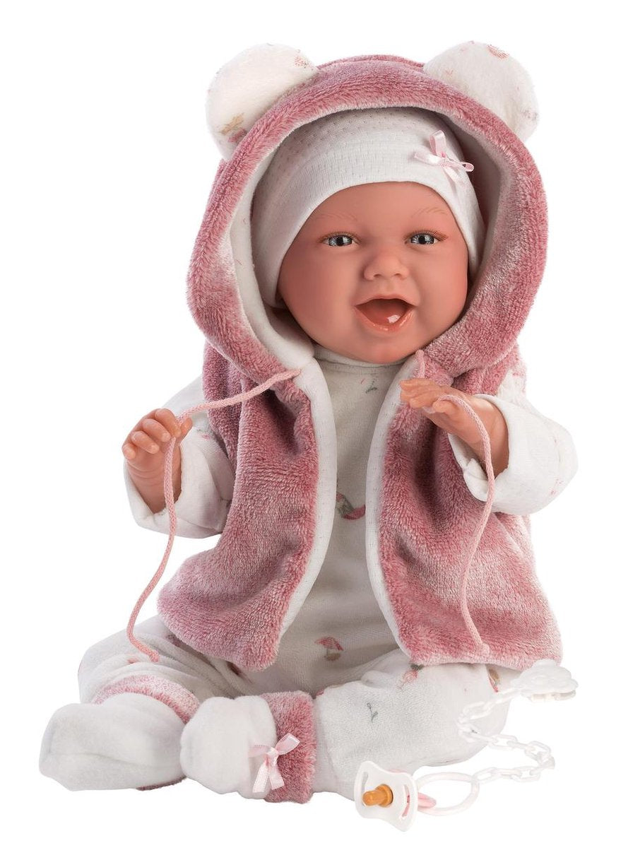 Llorens Babypuppe Mimi lachend mit Geräusch und Schnuller 42 cm