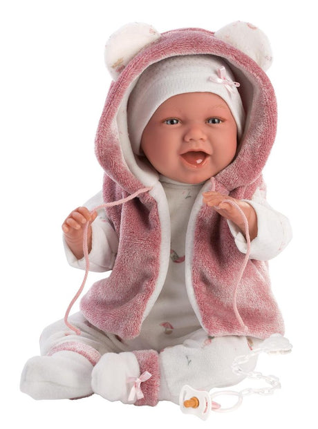 Llorens Babypuppe Mimi lachend mit Geräusch und Schnuller 42 cm