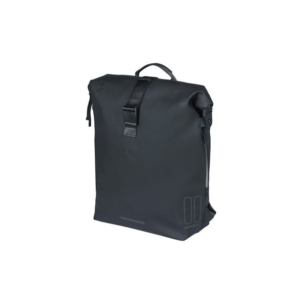 Basil Soho Nordlicht Fahrrad Rucksack - Schwarzer moderner Rucksack mit LED