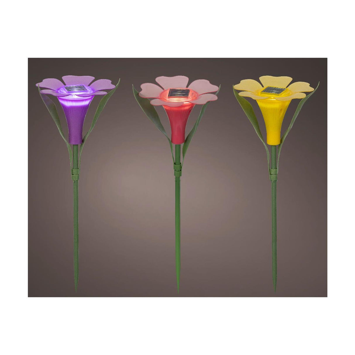 Lumineo Solar-Steckleuchte Blume Kunststoff ø10xh30cm