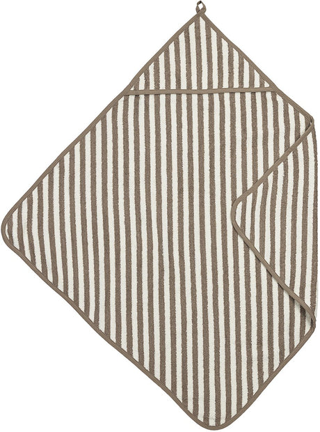 Meyco Baby Fat Stripe Badeumhang – Jacquard-Frottee – Taupe – 75 x 75 cm
