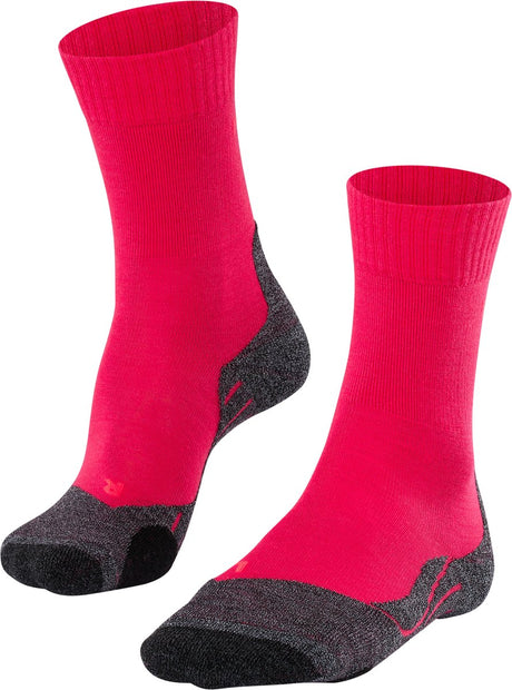Falke TK2 Anti-Blister Wandersocken aus dickem Woll-Funktionsmaterial Damen Rot – Größe 39-40