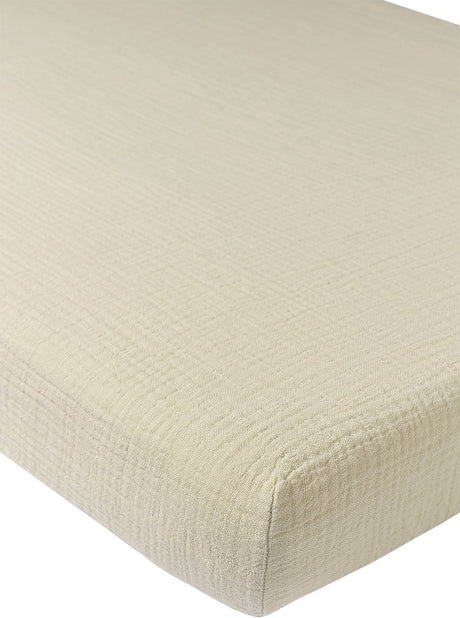 Meyco Baby Uni Spannbettlaken Juniorbett – vorgewaschen hydrophil – weicher Sand – 70 x 140 cm