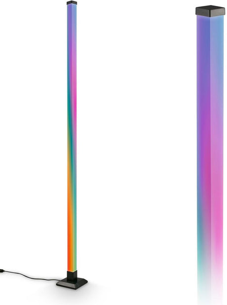B.k.licht Briloner Flash - RGB IC Stehleuchte - dimmbar - mit Fernbedienung - dynamischer Farbwechsel neutralweiße Lichtfarbe - Musikfunktion - schwarze Stehleuchte - farbiges Licht - H: 150 cm