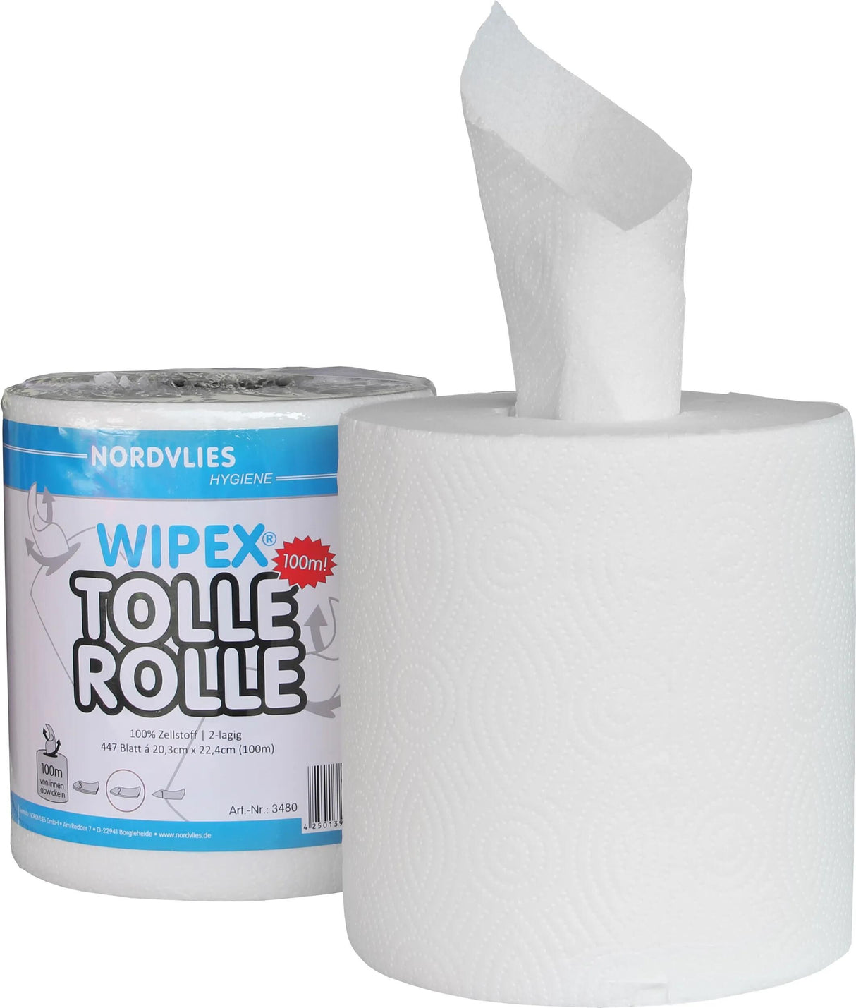 Nordvlies Reinigungspapier Wipex tolle Rolle Handtuch weiß 100m Wipex tolle Rolle