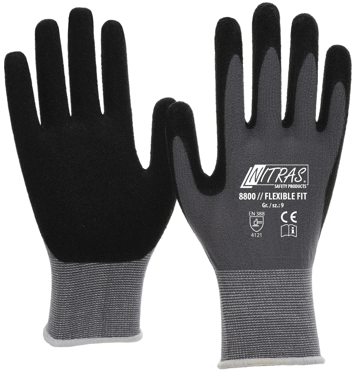 Nitras Safety Nitras Feinstrickhandschuh Flexible Passform Handschuhgröße 9 Strick Grau SW Flexible Passform