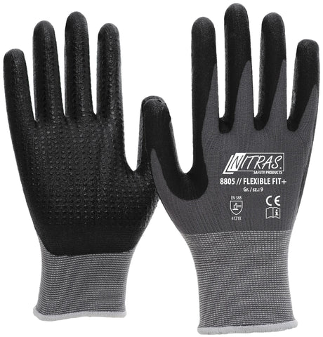 Nitras Safety Nitras Mechanikerhandschuh Flexible Fit+ Handschuhgröße 9 Noppen Grau SW Flexible Fit+