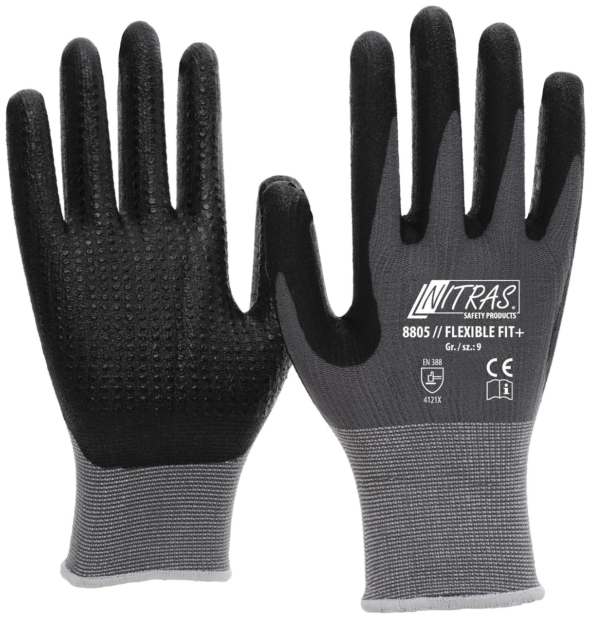 Nitras Safety Nitras Mechanikerhandschuh Flexible Fit+ Handschuhgröße 10 Noppen Grau SW Flexible Fit+