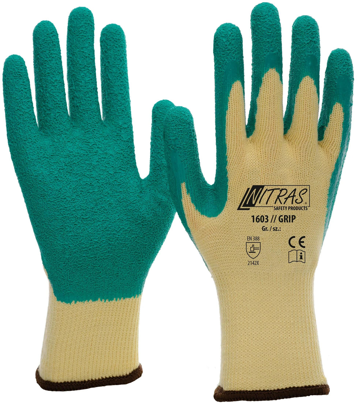Nitras Safety Nitras Latexhandschuh Grip Latexhandschuh Gr. 11 Grip Grün Gelb