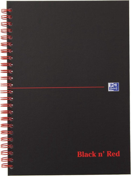 Oxford Black n' Red – Notizbuch – A5 – kariertes Papier – 90 g – Hardcover – Schwarz
