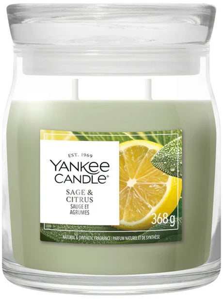 Yankee Candle – Duftkerze mit mittlerem Salbei- und Zitrusduft – 50 Brennstunden – 2 Dochte