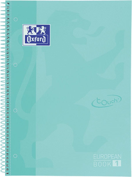 Oxford School Europeanbook – Notizbuch – farbiger Rand – A4+ – Linie – 80 Blatt – 4 Löcher – Hardcover – Pastellminze
