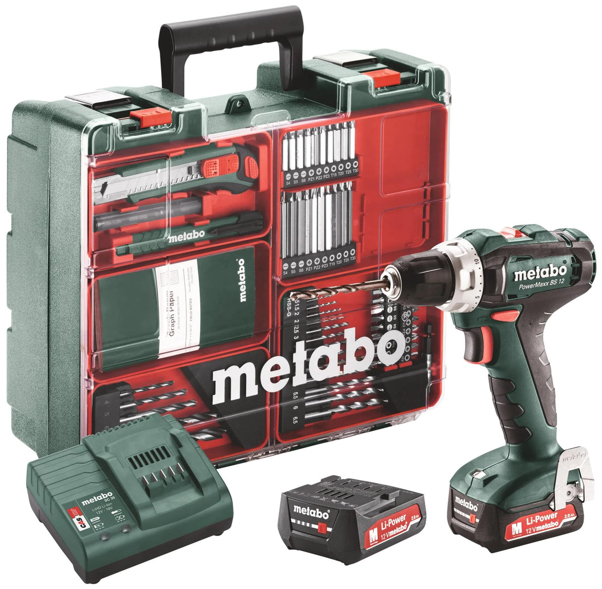 Metabo Bohrschrauber-Set Powermaxx BS 12 mobiler Arbeitsplatz mobile Werkstatt 12V Powermaxx BS